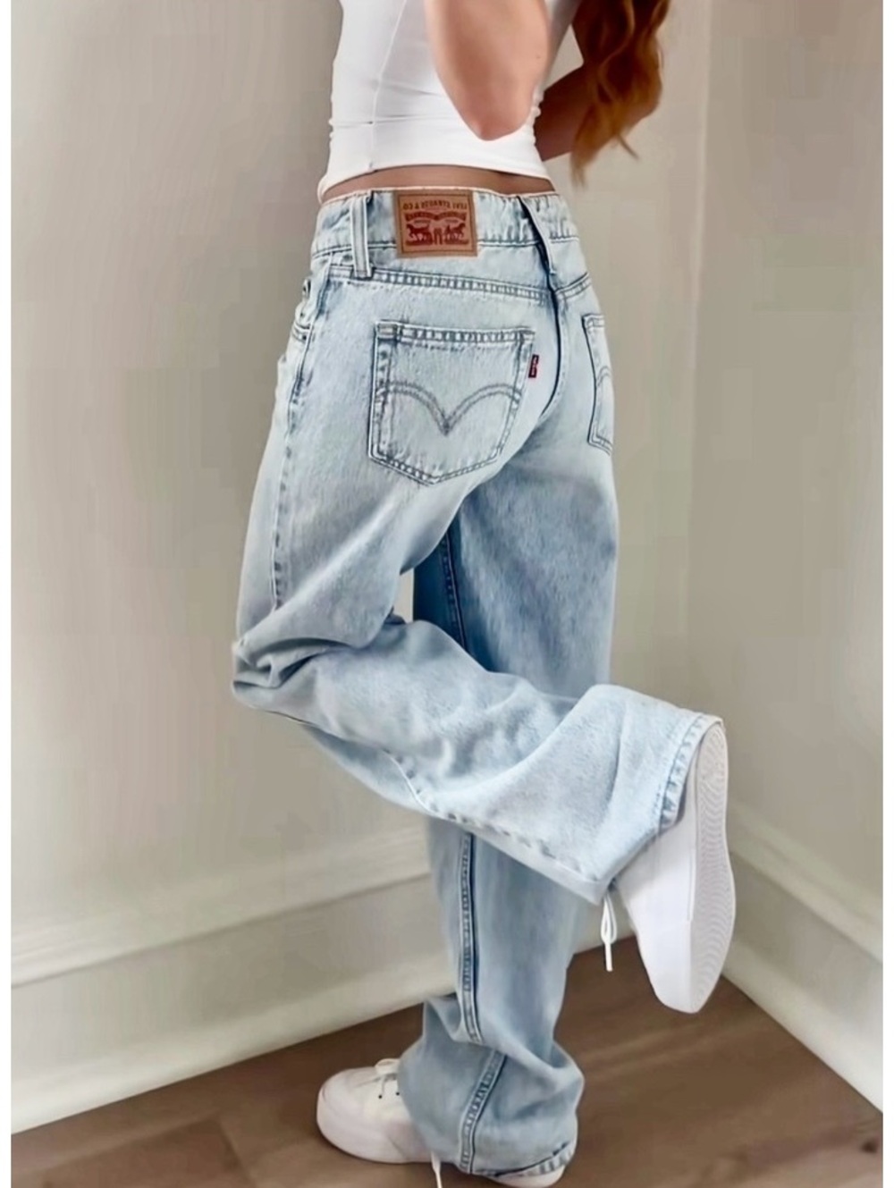 Levi’s Superlow Jeans Size 24 Low Rise Baggy Straight Y2K  icy blue acid wash
